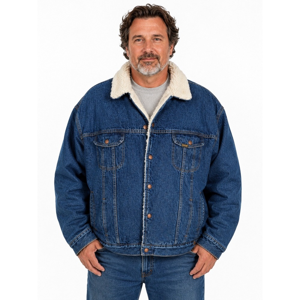 Vintage‎ 70s Sears Roebucks Denim Trucker Jacket Mens XXXL Sherpa Lined USA Made